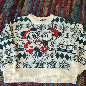 Disney Mickey Mouse Cream and Green Sweater